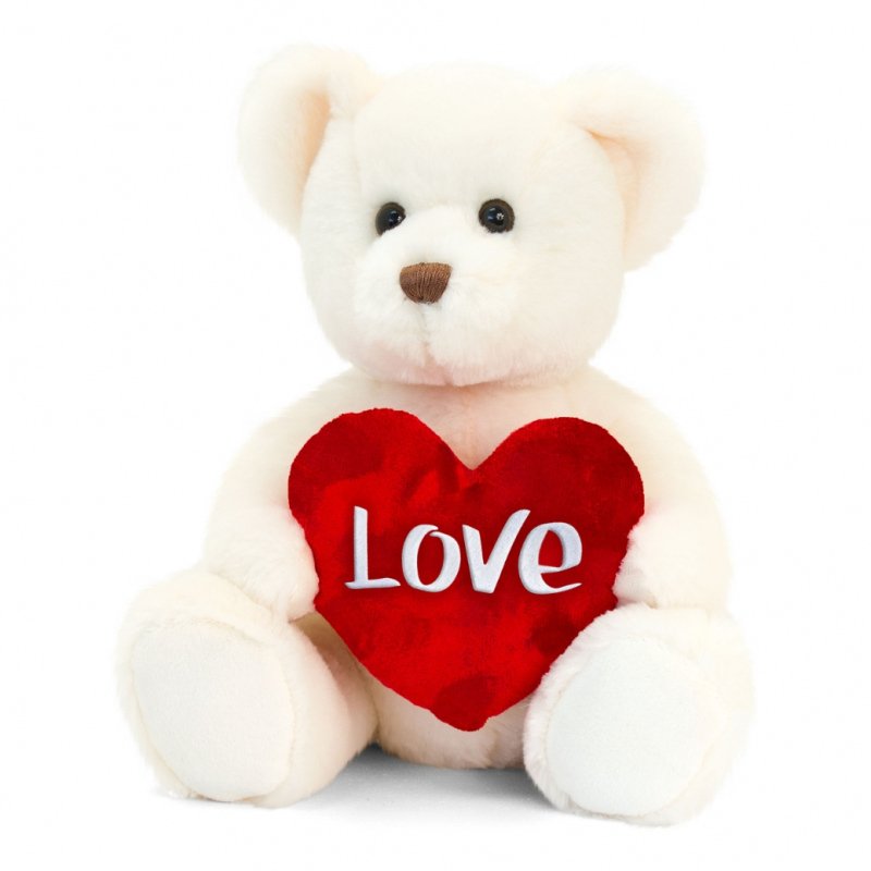 Chester Bear with Heart - 30cm - by Keel Toys [Cream]